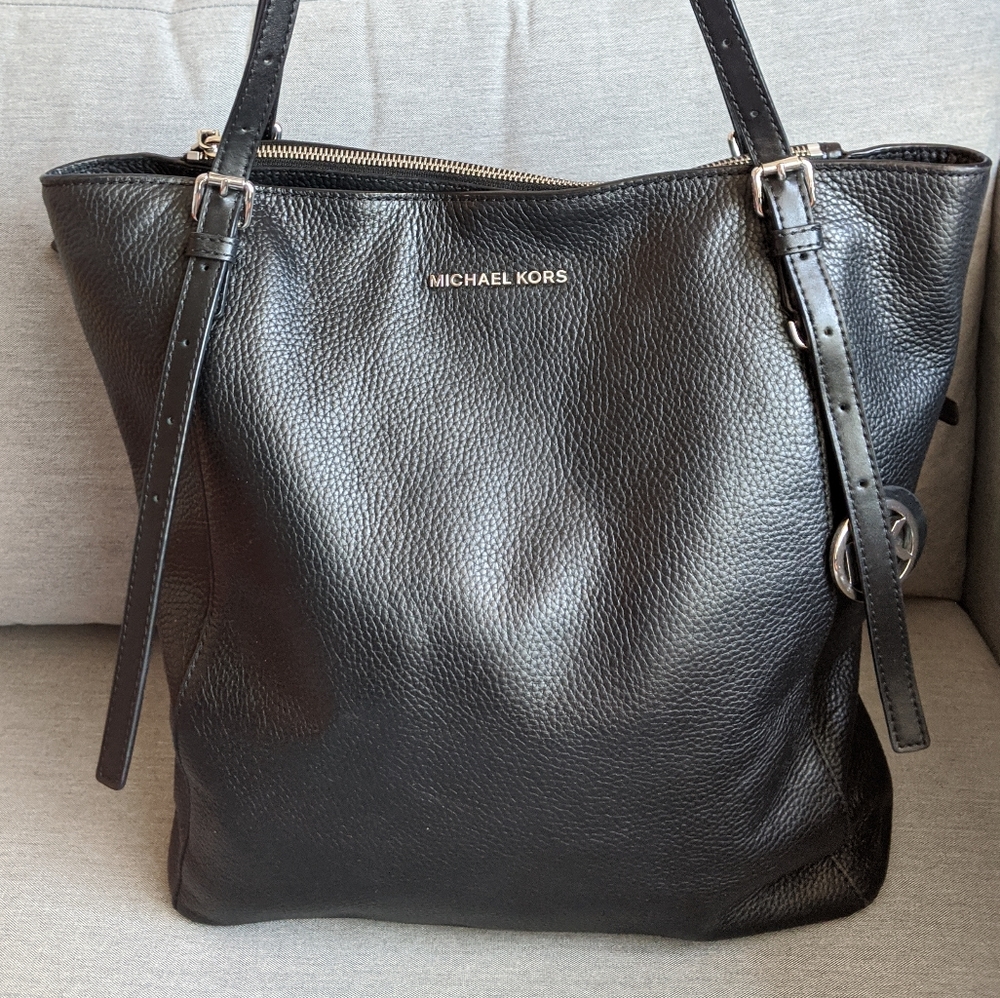 Michael Kors Black Pebbled Leather Tote Purse